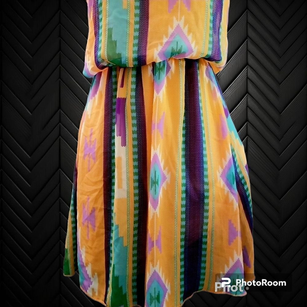 5/$25 Bella D. Strapless Aztec style summer dress - Picture 2 of 4